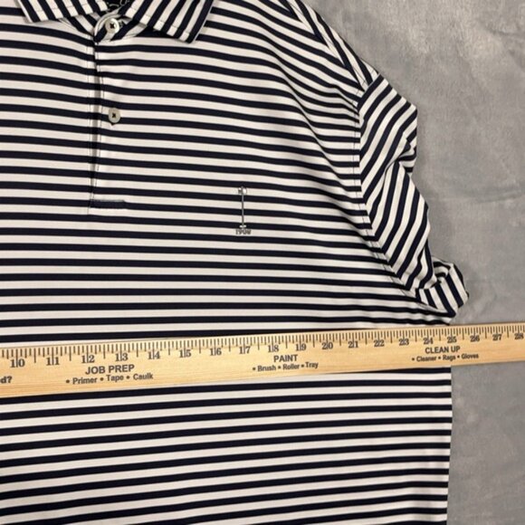 FG Tech Golf Polo Mens XL White/Blue Striped Performance Short Sleeve USA Made - Picture 4 of 9